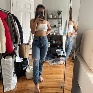 Zara blue ripped mom jeans